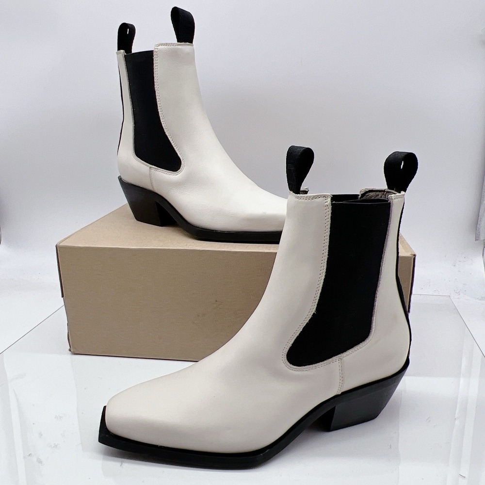 AllSaints Vally Women's Chelsea Ankle Boots White Leather Western EU 36 US 6